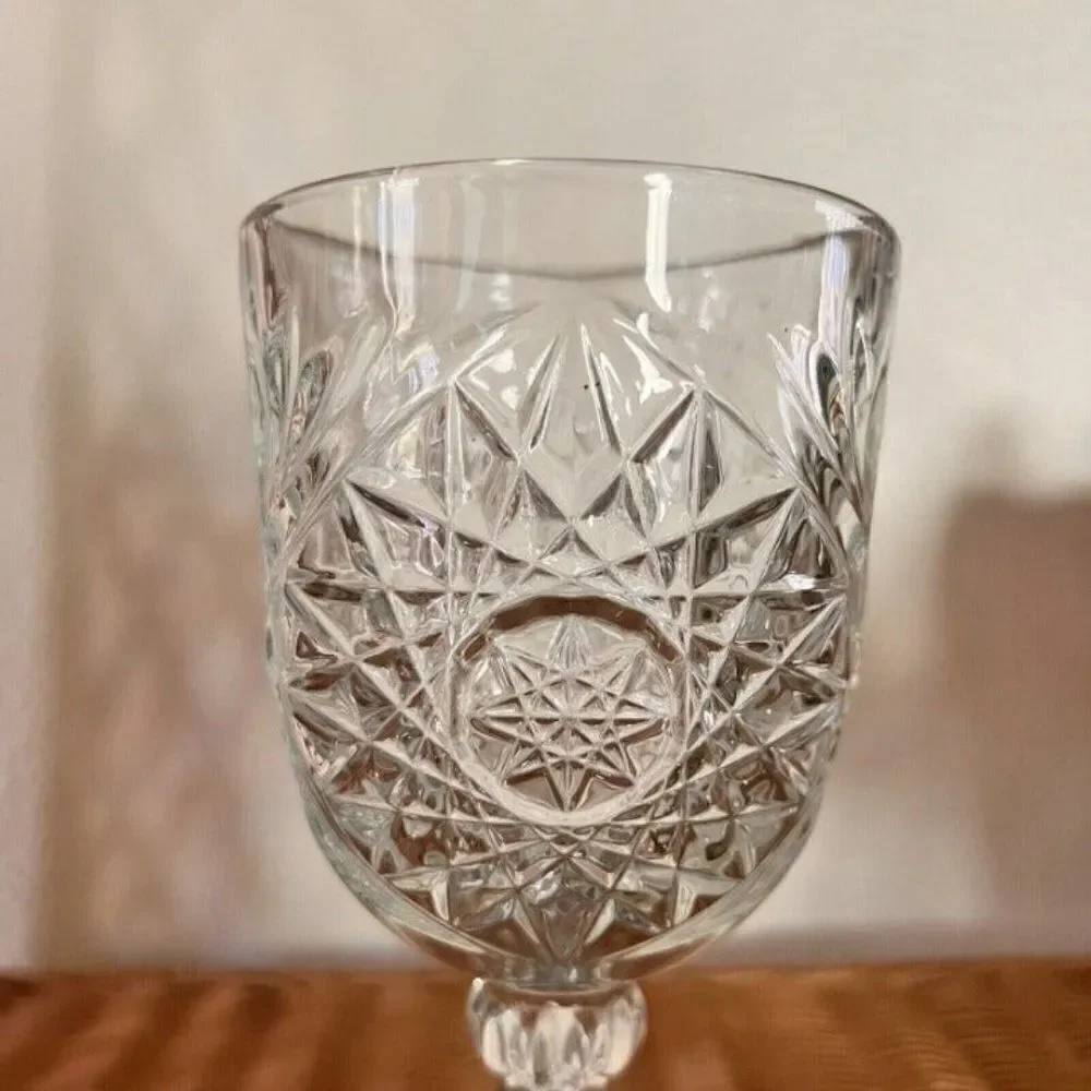 Vintage Libby brilliant Pressed Glass Water Goblet Wine Barware Drinkware
